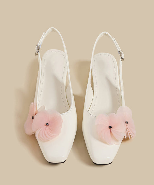 Chic Purple Floral Splicing Chunky Sandals Faux Leather