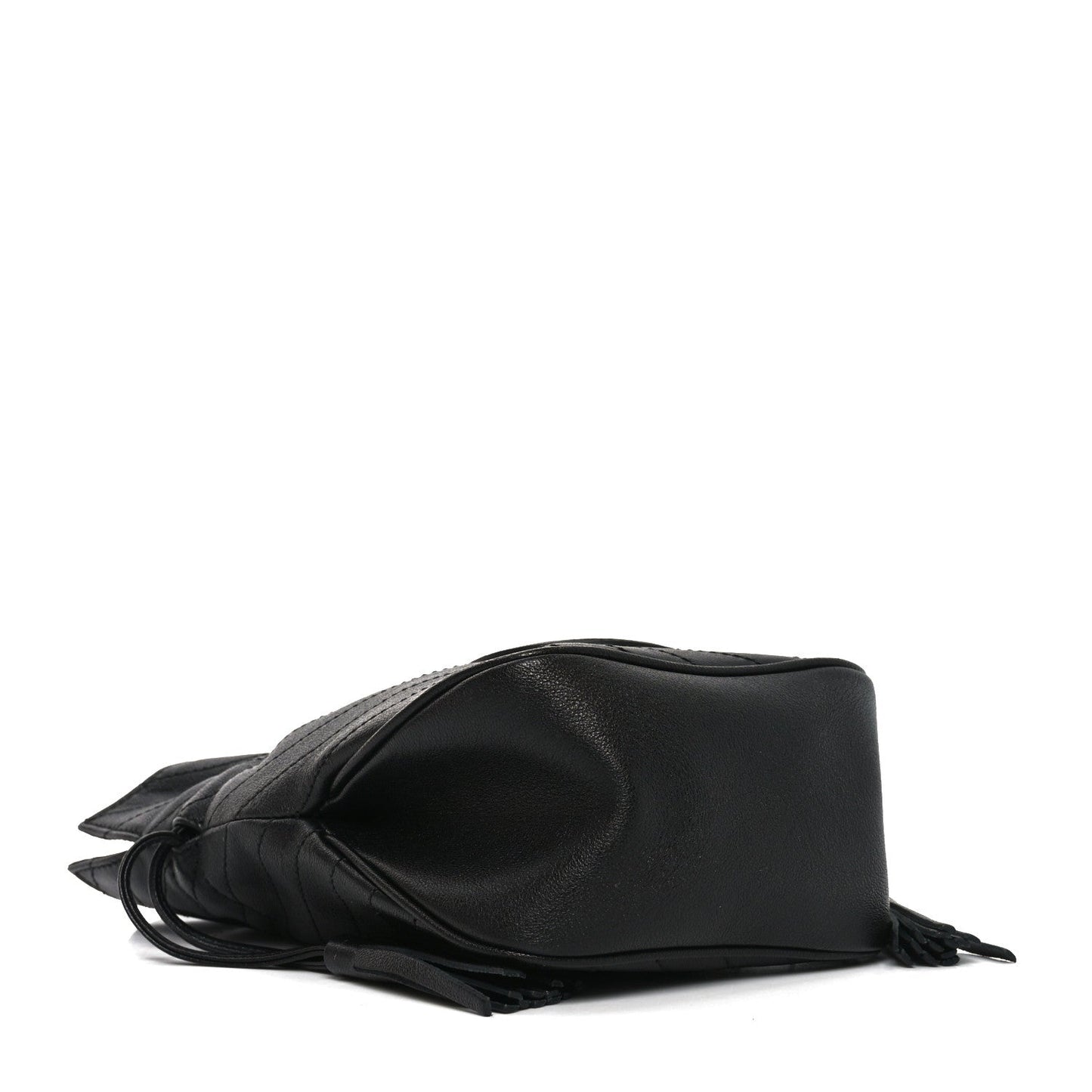 Sakai Be Green Calfskin Diagonal Stitched Mini Blondie Bucket Bag Black
