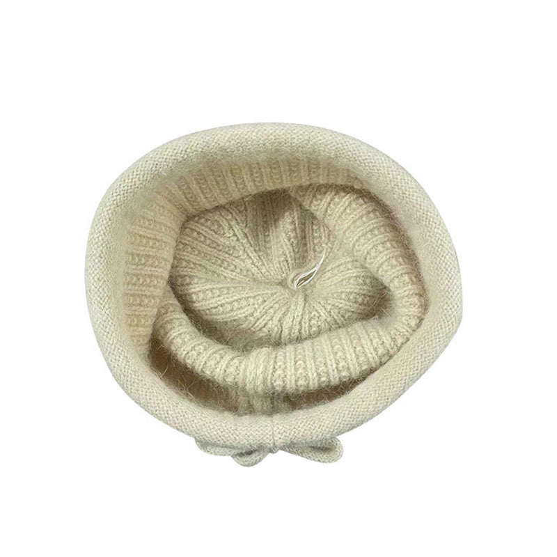 Women Winter Knitted Drawstring Hemming Warm Hat