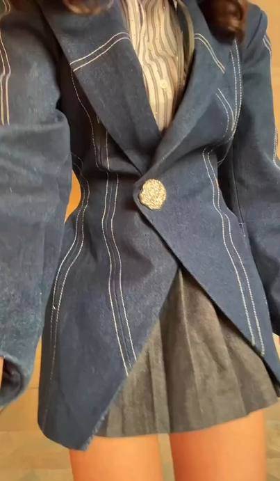 Sexy Temperament Elegant Striped Single Button Coat