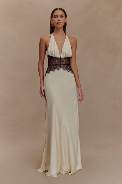 Sexy Halter Slim Deep V Lace Hollow Dress
