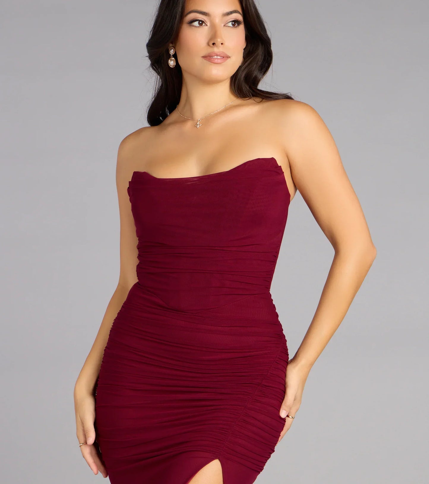 Brooklyn Mesh Strapless Mermaid Formal Dress