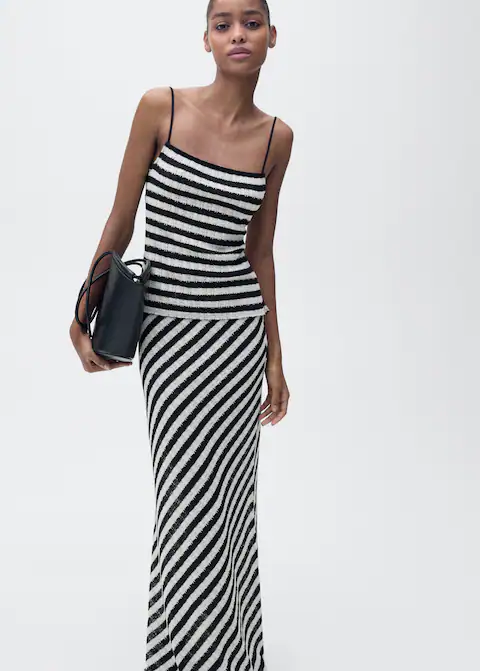 Literary Small Sling Backless Striped Dress