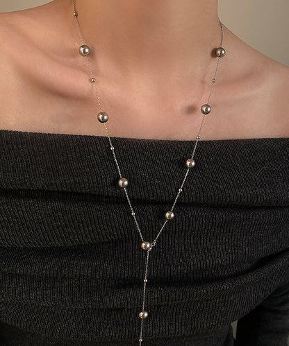 Art White Pearl Layering Adjustable Alloy Long Necklace