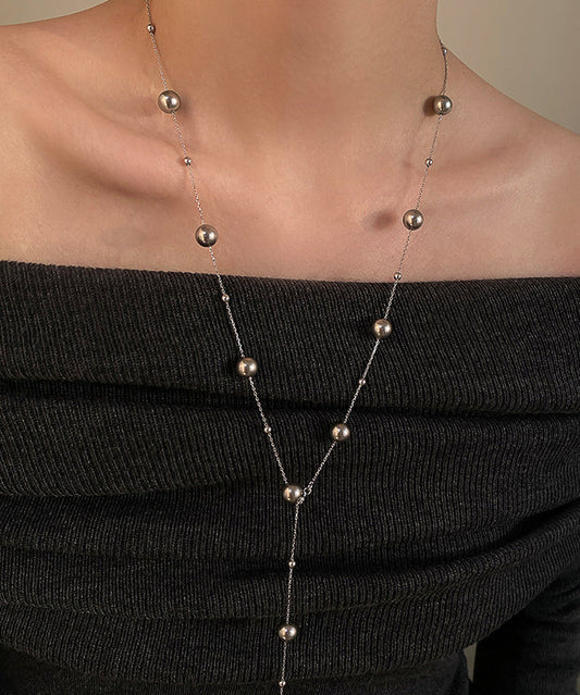 Art White Pearl Layering Adjustable Alloy Long Necklace
