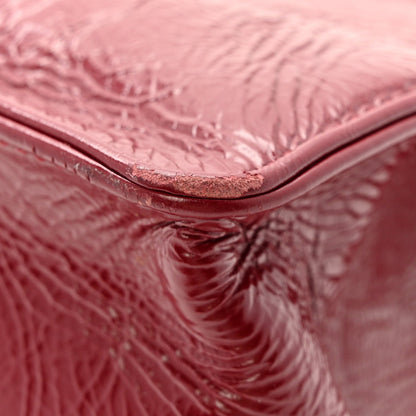Shiny Aged Calfskin Shopping Bag Red