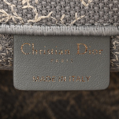 Canvas Embroidered Toile De Jouy Reverse Mini Book Tote With Strap Grey