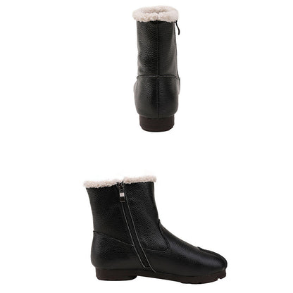 Women Vintage Zipper Splicing Leather Boots