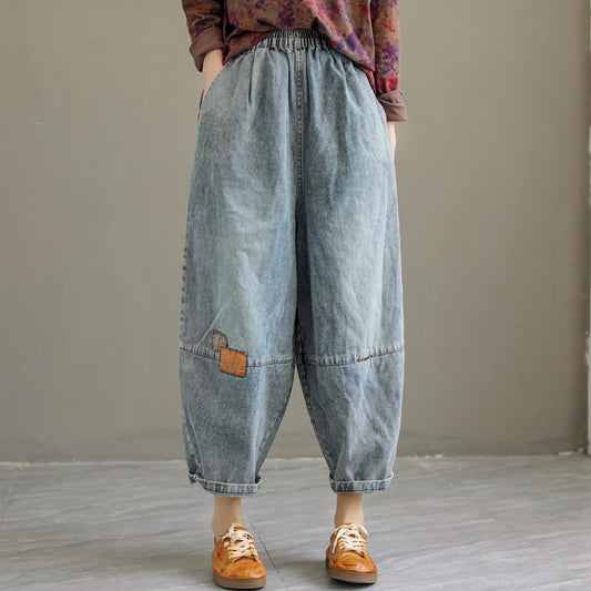 Retro Patchwork Autumn Loose Casual Jeans