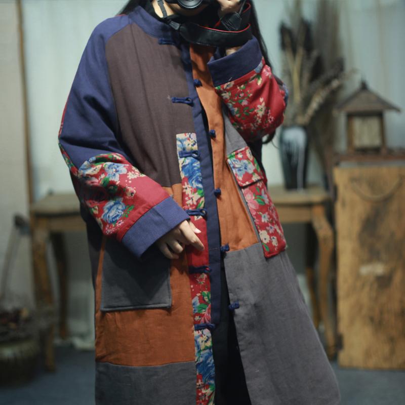 Chinese Style Patchwork Plus Size Winter Coat