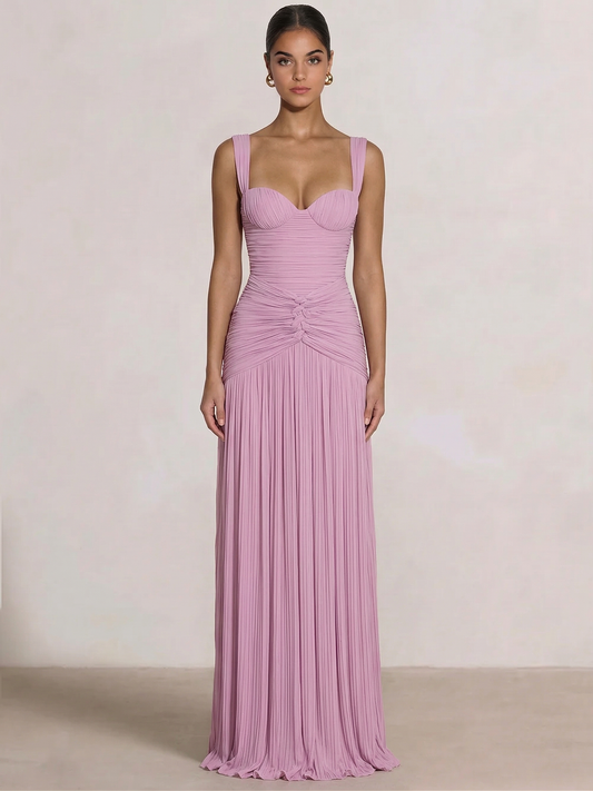 A Line/Princesses Prom Dresses Ruched Chiffon Spaghetti Straps Floor-Length Formal Dress Wedding Guest Ruched