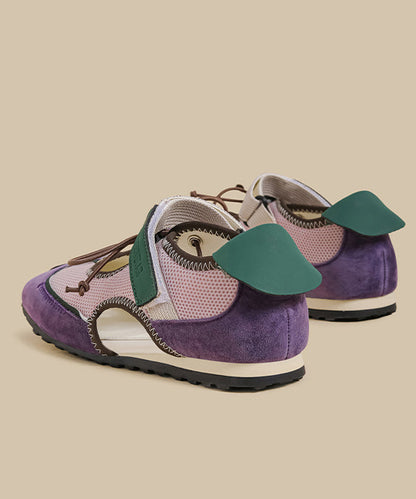 Purple Hollow Out Women Splicing Flat Shoes For Women