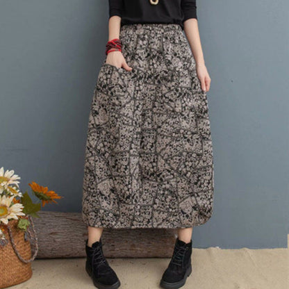 Ethnic Printed Elastic Waist Skirt