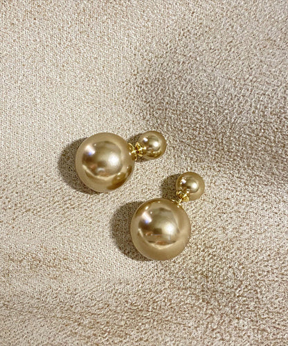 Brief Champagne Metal Alloy Pearl Stud Earrings