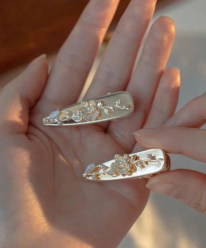French Gold Alloy Pearl Floral A Pair Hairpin