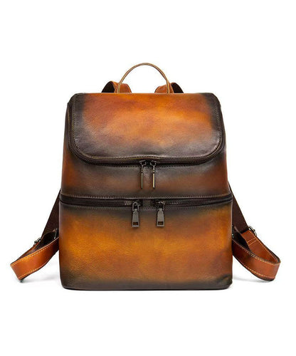 New Yellow Calf Leather Large Capacity Backpack Bag