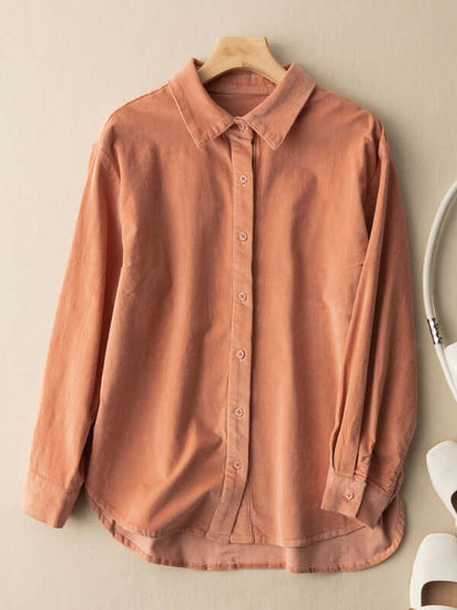 Natural Fabric Solid Color Casual Shirt
