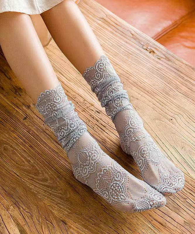 Japanese Style Thin Lace Mid Calf Socks Summer