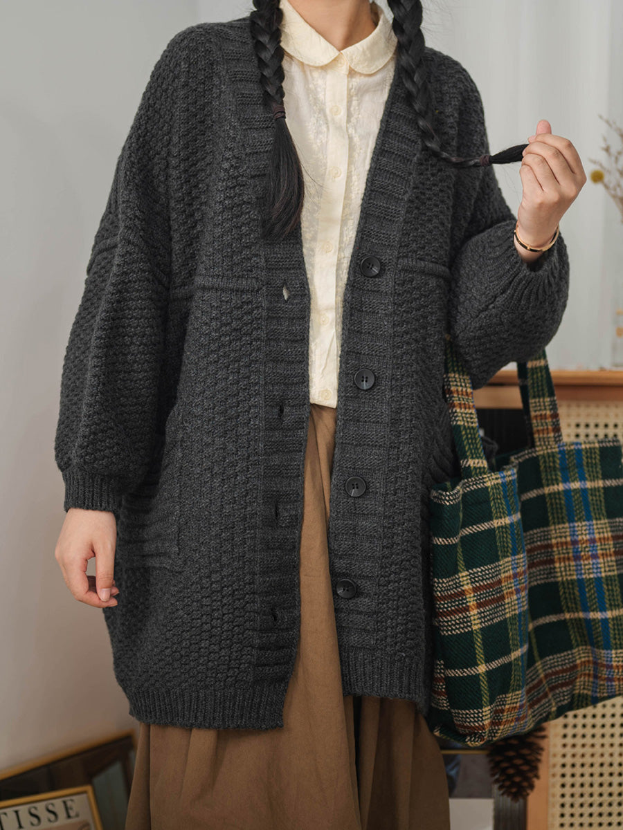 Women Vintage Knitted Sweater Coat