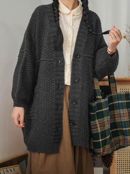 Women Vintage Knitted Sweater Coat