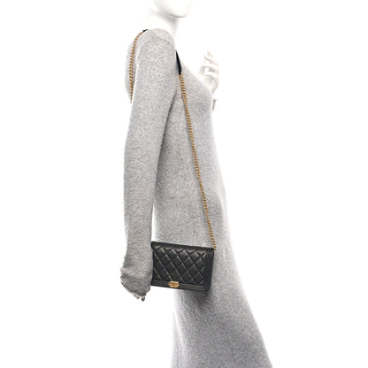 Caviar Quilted Boy Wallet On Chain WOC Black