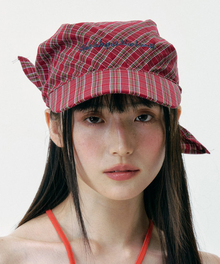 2025 Summer New Thin Breathable Red Plaid Boonie Hat