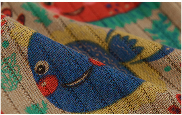 Vintage-Print Cotton-Knit Top