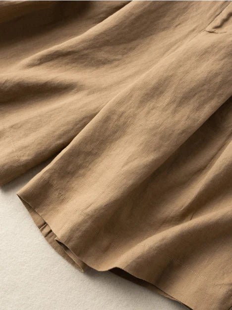 Pure Color Wide-leg Casual Linen Shorts