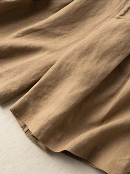 Pure Color Wide-leg Casual Linen Shorts