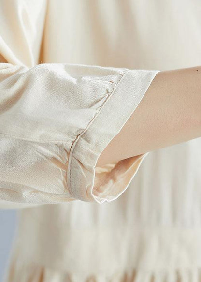 Bohemian nude linen clothes For Women bracelet sleeved cotton Dresses