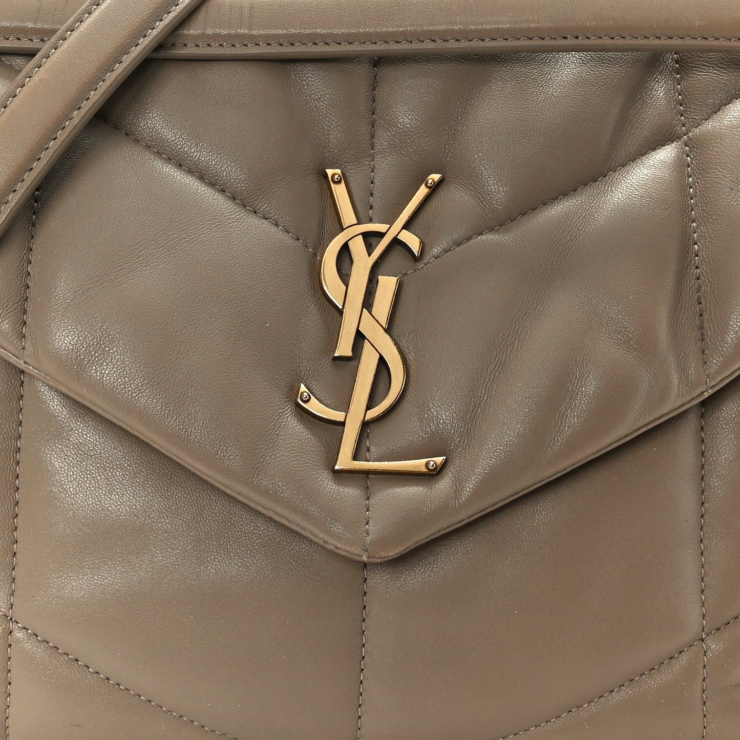 Lambskin Quilted Medium Loulou Puffer Monogram Chain Satchel Dusty Grey