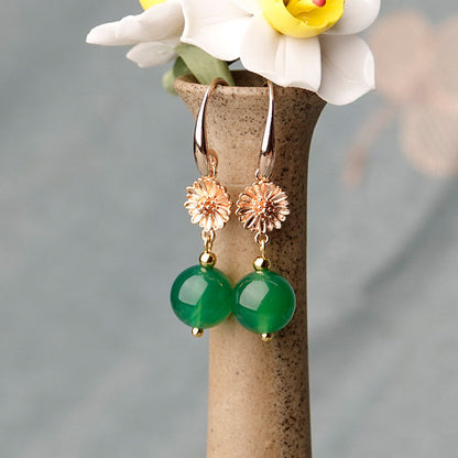 Daisy Green Onyx Earrings