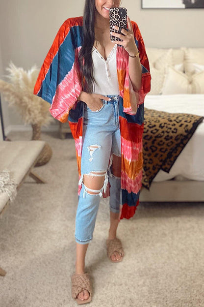 Tie Dye Stripe Kimono
