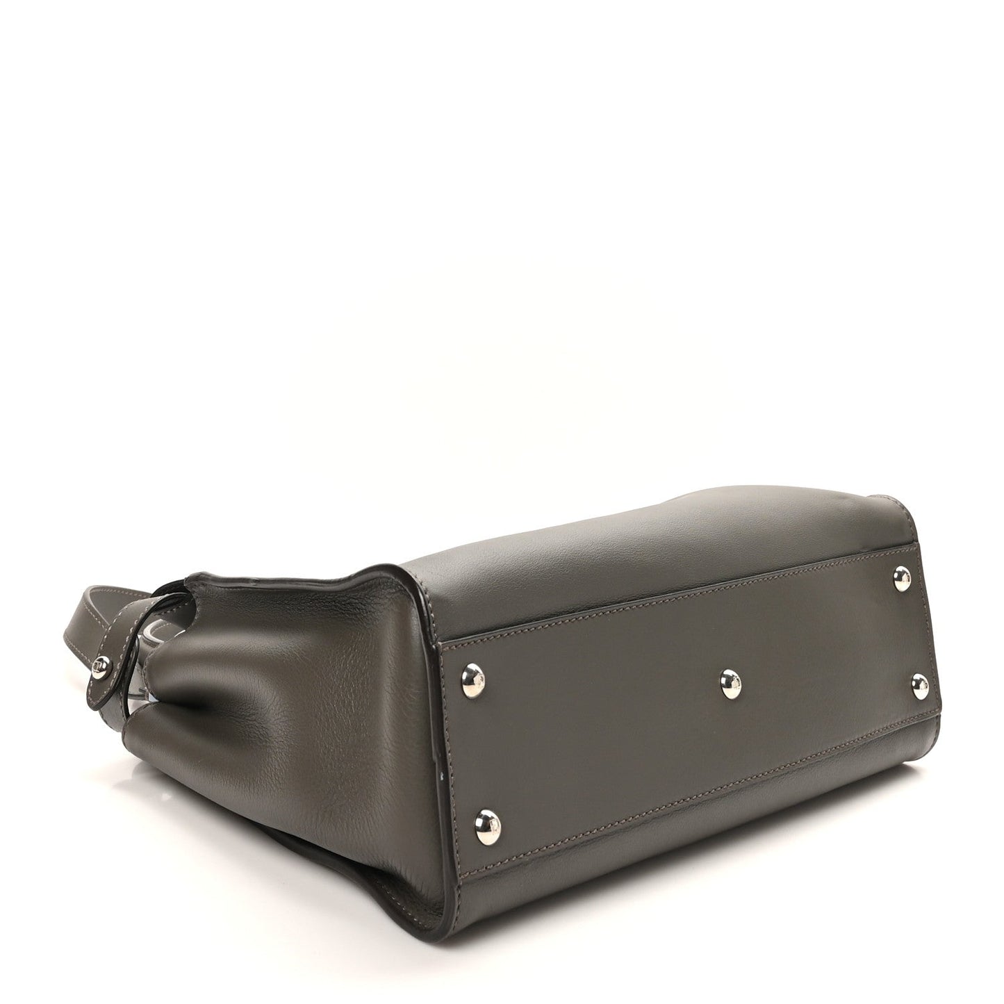 Vitello Seta Shiny Nappa Medium Peekaboo Iconic Satchel Carbone Grigio Polvere