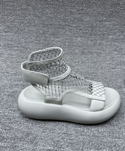 Grey Platform Breathable Mesh Casual Splicing Sandals