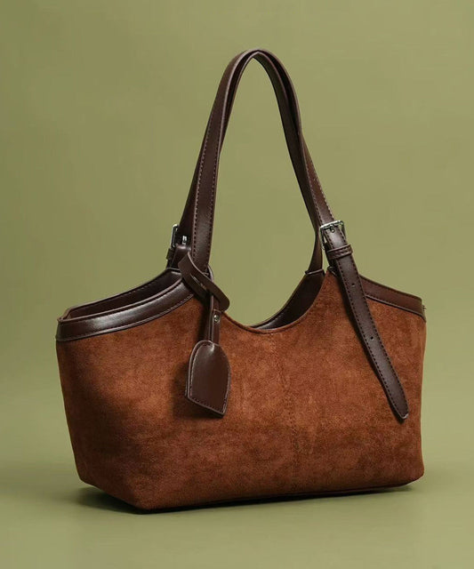 Simple Brown Solid Durable Faux Leather Women Shoulder Bags