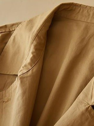 100% Natural Fabric Solid Color Windbreaker Long Sleeve Coat In One-Size