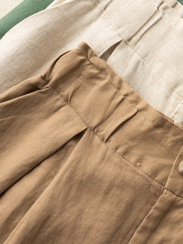 Pure Color Wide-leg Casual Linen Shorts