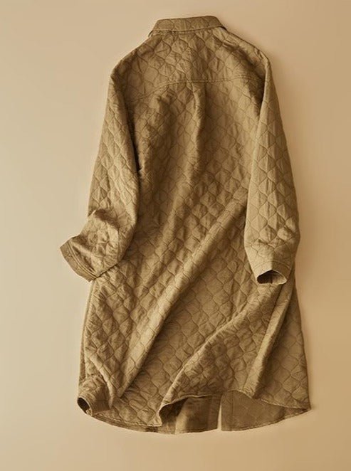 Casual Long Sleeve Single Breasted Vintage Mid-Length Coat In One-Size