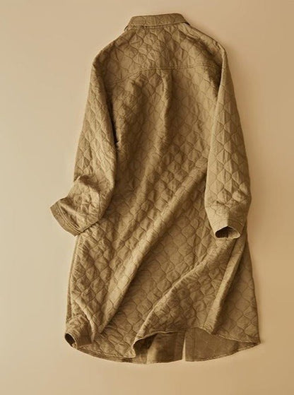 Casual Long Sleeve Single Breasted Vintage Mid-Length Coat In One-Size