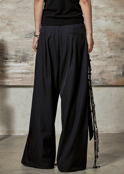 French Black Button High Waist Spandex Pants Summer
