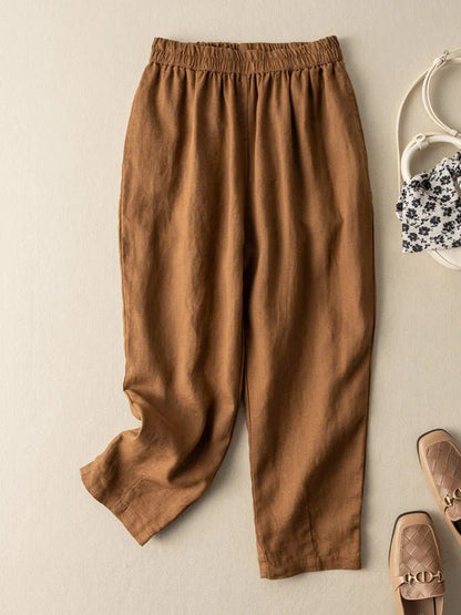 Pure Color Casual Linen Harem Pants
