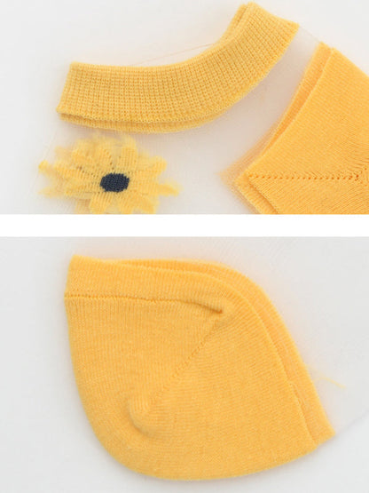 Daisy Embroidery Transparent Summer Socks