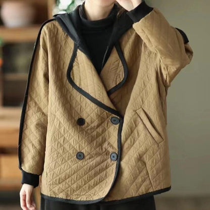 Retro Fashion Double Breasted Casual Fake Two Piece Coat