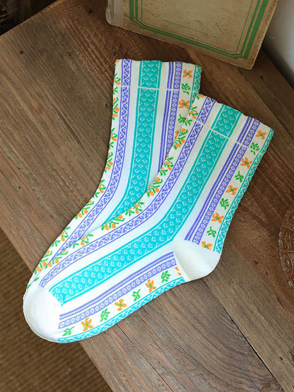 5 Pairs Women Vintage Floral Socks
