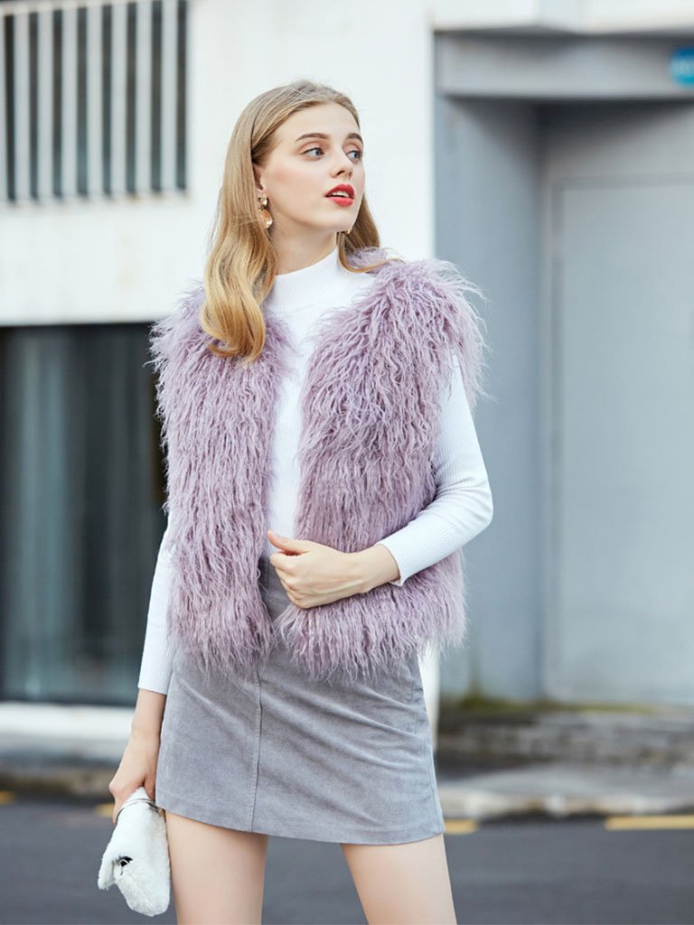 Faux Fur Vest Women Coat Sleeveless Faux Fur Jacket