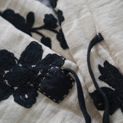 Winter Warm Cotton Padded Retro Floral Embroidery Coat