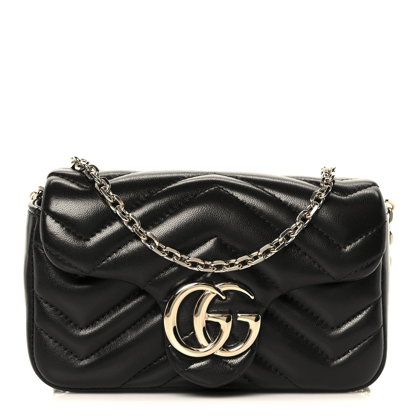Lambskin Matelasse Mini GG Marmont Shoulder Bag Black