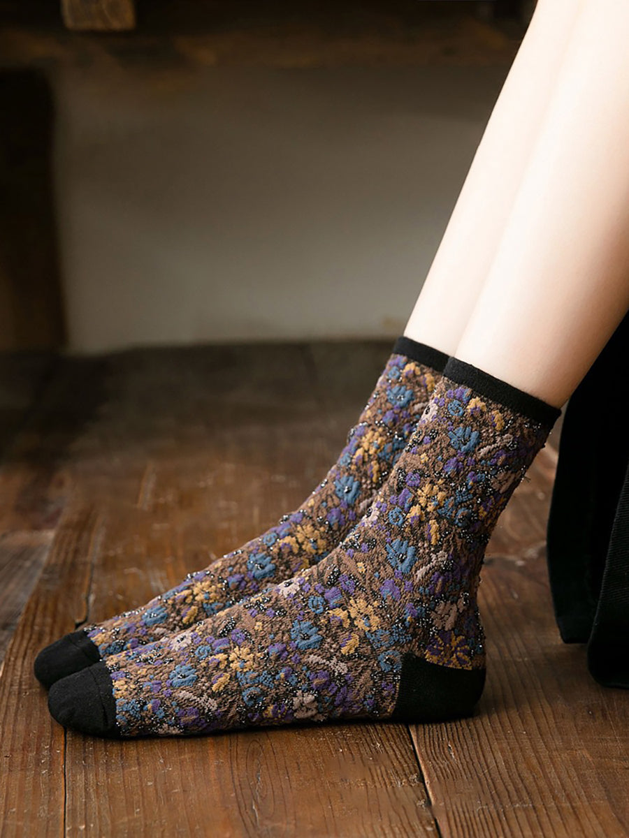 5 Pairs Winter Women Thick Retro Socks