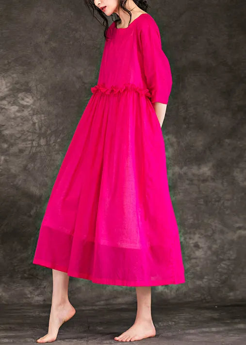 Style o neck patchwork cotton Long boutique Shirts rose Plus Size Clothing Dresses Summer